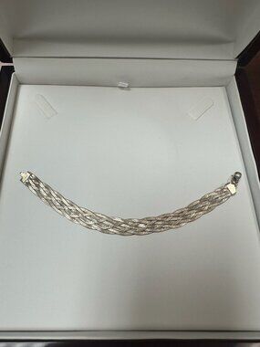 Vintage Italian 6 Strand herringbone chains bracelet